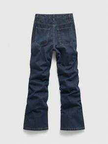 ROMWE MEN Street Life Men's Fashion Cross Rhinestone Embellished Denim Jeans - Dark Wash - View 2