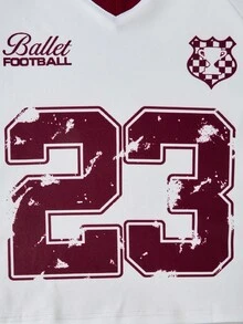 SHEIN ChillGRL 2pcs/Set Tween Girls' American Raglan Sleeve Patchwork Graphic T-Shirt And Cargo Pants, HYPEME Tween Girl