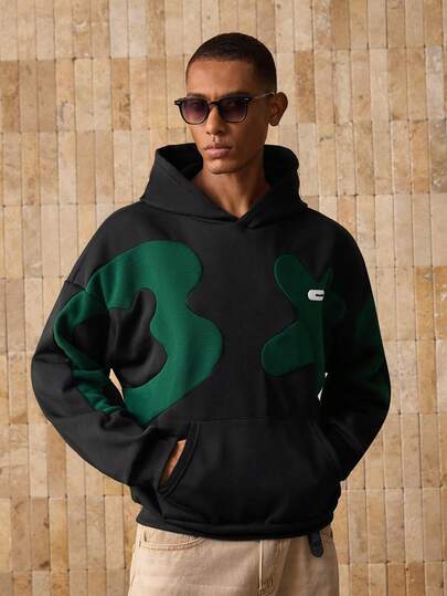 Manfinity Unisex 男士针织休闲日常宽松拼色长袖连帽衫，秋冬