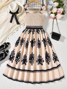 Vestido estilo swing con estampado vintage para adolescentes, ideal para vacaciones, días festivos, verano y viajes