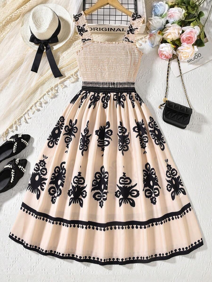 Vestido estilo swing con estampado vintage para adolescentes, ideal para vacaciones, días festivos, verano y viajes