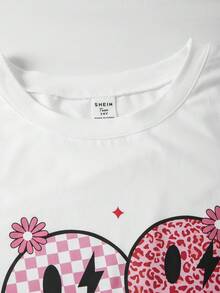 SHEIN ChillGRL 2pcs/Set Teen Girls Letter Print Round Neck T-Shirt + Cargo Pants, Casual Streetwear Style - Pink - View 7