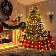 LED Lights String Round Ring Christmas Tree Topper Light Waterfall Hanging Tree Running Water Lights Holiday Party Atmosphere Decoration Lights String For Patio Garden Lawn Indoor Wedding Home Decor Fall Decor Autumn Decor Birthday Decorations - Warm white - View 5