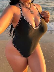 Swim SXY Váy ngắn ôm sát họa tiết da báo phối nhiều mảnh gợi cảm mới năm 2026, áo tắm liền thân cỡ lớn cho kỳ nghỉ biển. - Nhiều màu - Xem 5