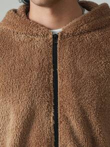 HUEFORM Men's Solid Color Long Sleeve Zip-Up Fleece Hoodie, Autumn/Winter Brown Zip Up Hoodie Men Earthy Clothes Men Men Sweater Jacket - Khaki - View 6