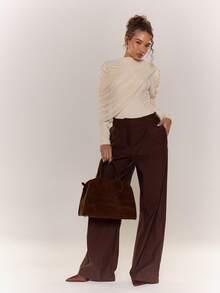 MUSERA 收腰长袖连体衣，网纱垂褶设计，秋冬季舒适可爱，休闲百搭，适合夜晚外出、约会、新年派对等场合。