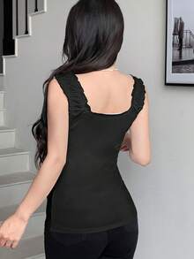 Modelyn Camiseta elástica con estampado de gato de dibujos animados con corazón de bondad y corbata de moño para mujeres - Multicolor - Ver 2