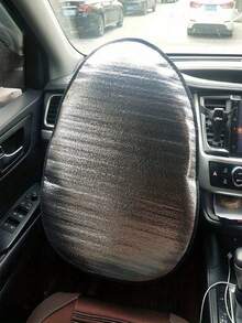 1pc Car Steering Wheel Sunshade Car Steering Wheel Cover Sunshade Car Interior Products,Very Suitable For Use Under Scorching Sun, Blocking Sunlight - Silver - View 6