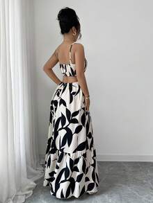 Rafferiza Petite 女款優雅花卉印花長洋裝，夏季兩件式套裝，黑色波西米亞度假風，假期穿搭套裝，適合小個女款 - 彩色 - 查看 5