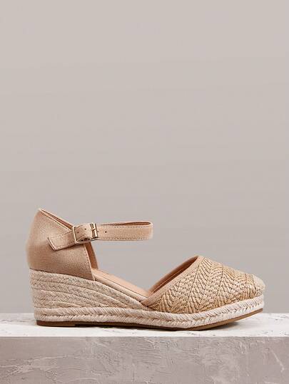 Styleloop 女式编织黄麻绳厚底坡跟凉鞋，波西米亚风格，复古美式波西米亚西部音乐节派对装