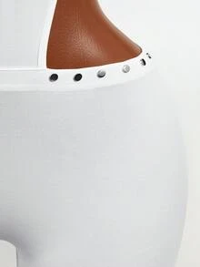 Mistrie Bộ đồ liền thân hở lưng gợi cảm cổ chữ V sâu và quần bó cạp thấp dành cho nữ - trắng - Xem 5