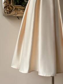 Lovelzi Váy dạ hội trang trọng bằng vải satin sâm panh sang trọng, thủ công đính đá Rhinestone - Rượu sâm banh - Xem 7