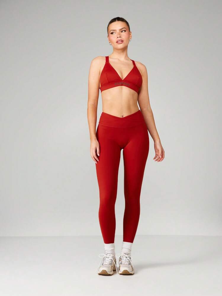 Missguided x Playboy Ensemble deux pièces de Top court brassière côtelé col V et legging taille haute, tenue de sport sans couture assortie