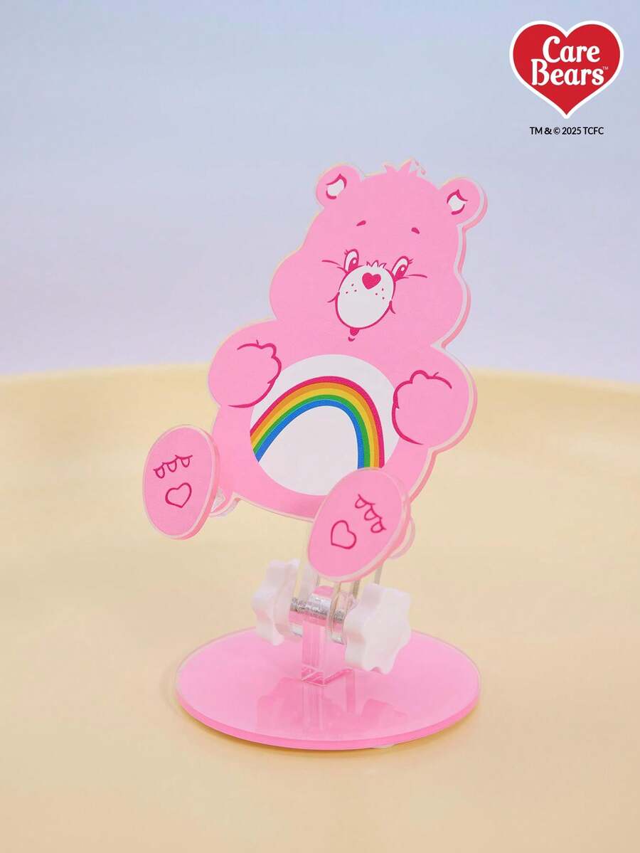 POKOJA LAND Care Bears Care Bears 1 Giá đỡ điện thoại bằng acrylic hình gấu hoạt hình, giá đỡ để bàn có thể điều chỉnh với họa tiết cầu vồng, phổ biến cho điện thoại thông minh/máy tính bảng, phụ kiện để bàn dễ thương cho gia đình/văn phòng - Hồng - Xem 1