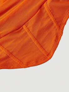 SHEIN MOD Áo hai dây xếp ly thời trang Y2K trơn màu dành cho nữ - trái cam - Xem 4