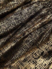 Viva Relle 大码女式金属荷叶边露肩灯笼袖娃娃衫，适合派对和宴会穿着（不含腰带） - 金色 - 查看 7