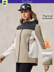 OutZeal Women Shell Jacket Ski Hiking Camping Thermal Lined Hooded Coat Outdoor Jacket Fall Winter - Multicolor - View 1