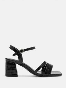 CUCCOO CURVES Sandalias anchas de tacón grueso y versátiles de uso casual para mujer - Negro - Ver 2