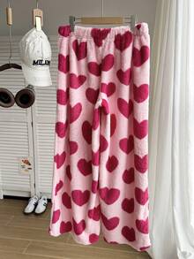 Comfortcana Quần dài thiết kế hình trái tim buộc dây thường ngày cỡ lớn cho nữ - Hồng - Xem 2