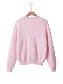 Franclia New Autumn/Winter Casual Loose Korean Style Soft Cute Versatile Elegant Women Pullover Sweater - Pink - View 2