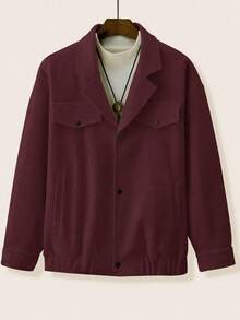 Claim Dot Men's Casual Solid Color Wool Blend Jacket, Autumn/Winter Burgundy Jacket Men Blazer Jacket, - Burgundy - View 6