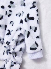 PETSIN 1pc Black Small Fragment Printed Pet Jumpsuit White Autumn And Winter Flannel Warm And Comfortable Pet Warm Clothes - White - View 6