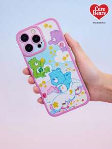 Care Bears X POKOJA LAND Cute Bears Printed Phone Case, Colorful Cloud Star Pattern Protective Cover, Shockproof Soft TPU Case Compatible With IPhone Series, Cartoon Kawaii Phone Shell Accessory