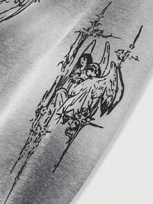 ROMWE MEN Goth Áo nỉ có mũ in họa tiết phong cách đường phố thường ngày dành cho nam - Nhiều màu - Xem 4