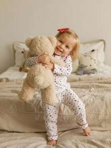 SHEIN Baby Girl 6Months-3year 2pcs/Set Spring Outfits For Girl Casual Daily Style Loose Suit, Flower-Printing Long Sleeves Button Topt&Flower-Printing Long Simple Basic Pants - Multicolor - View 5