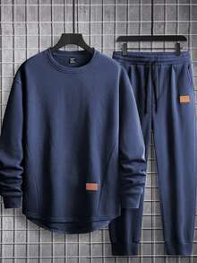 Manfinity Homme 宽松男士拼接细节卫衣和抽绳腰带运动裤套装