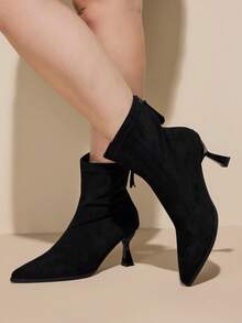 CUCCOO CURVES 女士时尚尖头高跟宽筒靴 - 黑色 - 查看 3