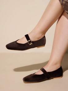 CUCCOO CURVES Women's Buckle Design Casual Flat Shoes For Daily Wear Valentine's Day - Coffee Brown - View 4