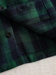 2 件套年轻男孩经典格子衬衫和裤子套装，休闲家居服 - 綠色 - 查看 6