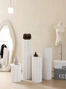 3pcs Set Cardboard Pedestal Stand, Folding Pillar Stand, Wedding Props, Floor Display Column Stand, DIY Pedestal Box With Round Top Plate Folding Paper Cylinder Column Pedestal Wedding Birthday Cake Flower Stand Rack,Material: Paper ,Can Bear 20kg - Multicolor - View 3