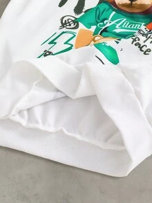 SHEIN Bộ 2 áo hoodie trắng thời trang kết hợp với quần xanh ô liu, trang phục thời trang cho bé trai tuổi mới lớn. Áo hoodie có họa tiết màu xanh lá cây, vải mềm mại và thoải mái, phù hợp mặc vào mùa xuân/thu, đa năng khi đi học, đi chơi và nhiều dịp khác. - xanh quân đội - Xem 9