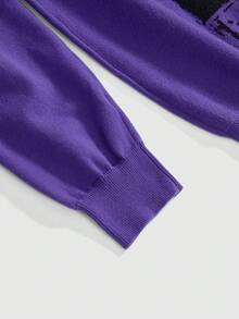 ROMWE Grunge Punk Áo len nữ dáng rộng lệch vai họa tiết bộ xương in tie-dye dự tiệc âm nhạc cổ điển - Màu tím - Xem 4