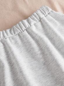2pcs Tween Girl Casual Letter Graphic Long Sleeve T-Shirt And Solid Color Skirt Set, Fashion For Spring/Autumn - Light Grey - View 6