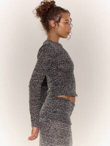 MUSERA Fitted Crewneck Knit Longsleeve Top Co-Ord Top Only Streetwear Cute Classy Casual Sexy Going Out Fall Autumn Toffee ,Elegant Holidays, Party, Festive