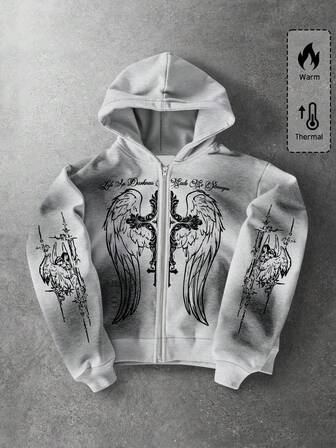 Goth Herren Streetstyle Lässig bedruckter Hoodie Sweatshirt