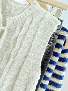 Franclia 女士秋冬新款针织背心，系带设计，优雅学院风，独特显瘦优雅，优质柔软休闲百搭，具有抗衰老功效。 - 杏色 - 查看 6