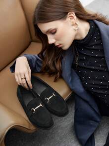 CUCCOO BIZCHIC Women's Casual Solid Color Comfortable Flats For Christmas Spring Shoes - Black - View 4