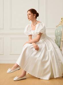 CUCCOO HITCHD Bow Decor Casual & Commuting Minimalist Elegant Women Flats Valentine's Day - White - View 3