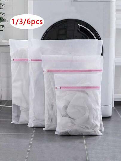 1/3/6-pack deformationssäkra tvättpåsar för underkläder, behåar och andra plagg; trassliga nätpåsar för bagage, kläder, klänningar, byxor, skor, jeans, stövlar, kjolar och enkla vår-/sommartoppar.
