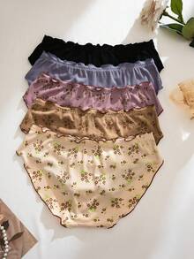 PetitDoll 5pcs/Pack Sweet Ditsy Floral Ruffle Trim Panties Set - Multicolor - View 2
