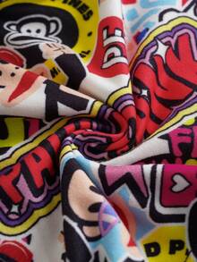 Paul Frank X SHEIN Women's Letter & Cartoon Pattern Fitted Cami Top - Multicolor - View 4