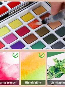 50/100/128/168色固体水彩颜料套装，便携式金属盒，绘画颜料套装，适用于绘画、户外写生、美术爱好，包含金属色和荧光色，返校季必备，学习用品 - 固體水彩顏料套裝 - 查看 9