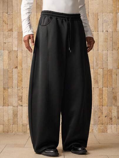 SWAVVY 男士休闲深灰色运动裤，标准尺码，有口袋，曲腿