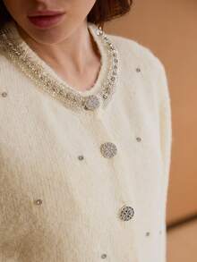 MOTF PREMIUM 女士秋冬水钻装饰针织开衫