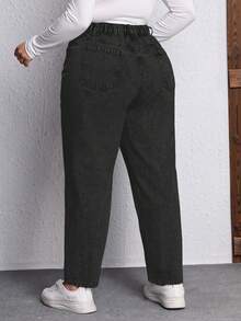 EMERY ROSE Quần jeans ống côn màu trơn, có túi, không co giãn, thường ngày, cỡ lớn, mùa đông - Màu xám đen - Xem 2