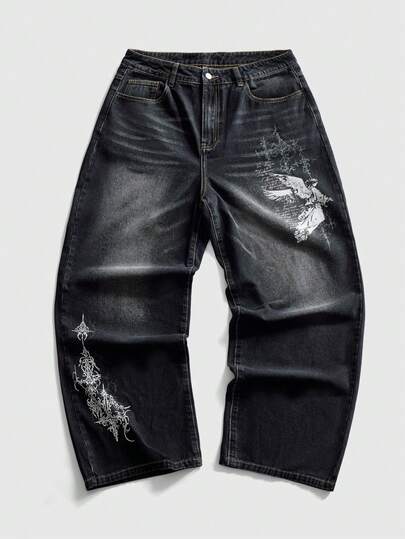 Grunge Punk Modische, locker sitzende Lässig Hose mit Gürtelschlaufen